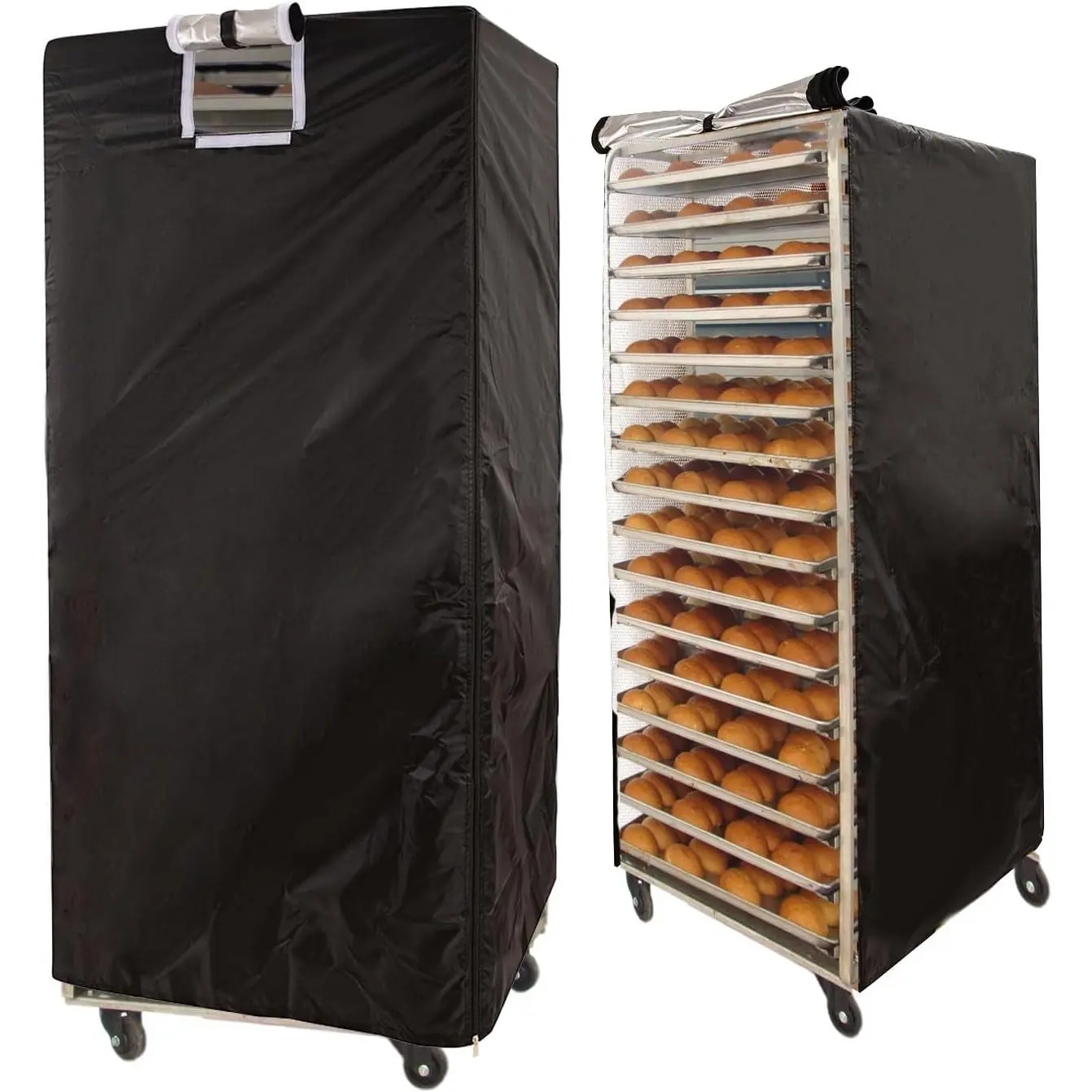 Pan Rack Cover,Bun Sheet Speed Racks Pizza Baking High Density Zipper Storage Waterproof Dustproof Protector Cart Shelf Cover,Restaurant Pantry Bakery Single Rack Removable Covers (20-Tier rack cover)