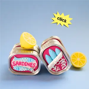 Sardine Tin Clicker Keychain Bag Charm | Sardine Tin Fidget Toy | Mechanical Keyboard Clicker | Ocean Fish Fidget | Quirky Gift for Foodies