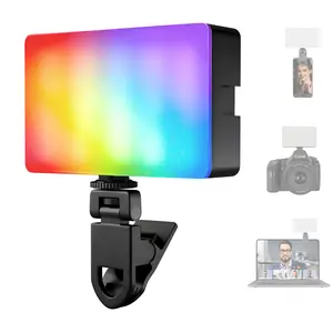 NiceVeedi Selfie Light Phone Light with Front & Back Clip LED Portable 3 Modes 1800mAh Rechargeable Video Light for Phone iPhone IPad Laptop TikTok Makeup Live Stream Vlog - Camera