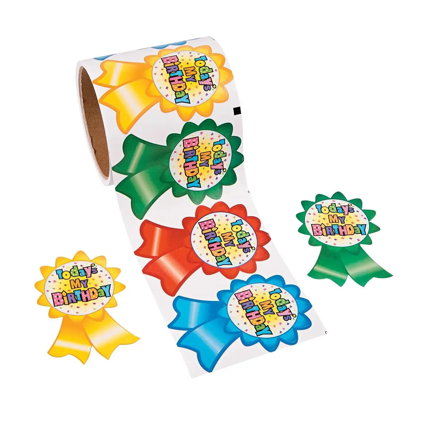 Fun Express 3 1/2" Bright Colors Today’s My Birthday Sticker Roll - 100 Stickers