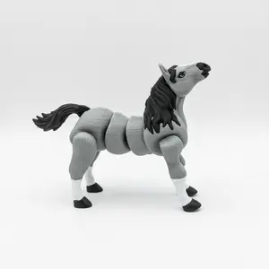 12cm Flexible Posable Gray Pony | 3D Printed Toy for Desk Decor & Collectors