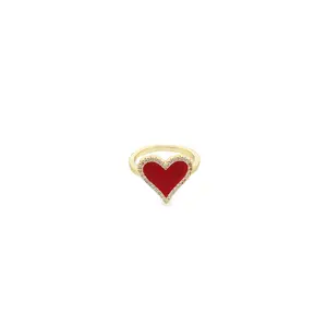 Enamel Micro CZ Heart Ring
