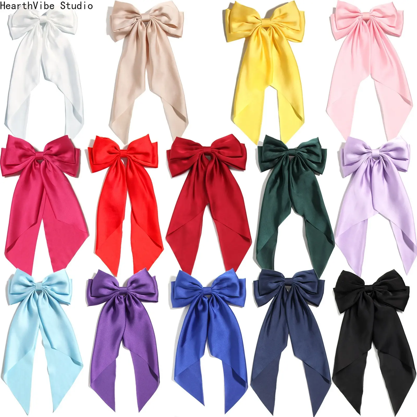Women's Korean-Style Rose Bow Hair Clips - Cute Sweet Silk Ribbon Barrettes, Sports & Outdoor Ponytail Side Styling Accessories for Women
