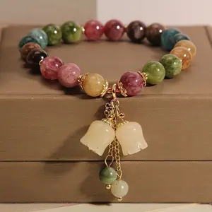 New Rainbow Lotus Color Bracelet Women's Summer ins Niche Orchid Pendant Bracelet Girlfriend Boudoir Bracelet