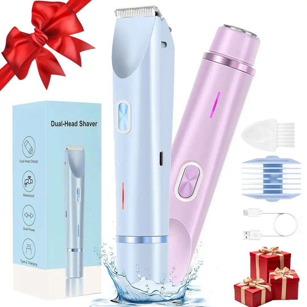 Electric Hair Trimmer for Women,1 BoxRechargeable 2 in 1 Body & Facial HairRemoval, Multifunctional Portable Hair Trimmer,Waterproof Dual Head Trimmer forFace Underarm Legs