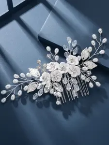 Handmade Bride Hair Comb, Pearl and Water Sculpture Inlaid, Crystal Hair Accessory, Wedding Accessories, Elegant Bridal Hairstyle