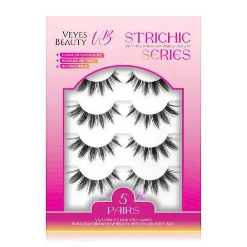 VEYESBEAUTY Manga False Eyelashes Bundle, Ultra-Thin Invisible Band, Spiked Dramatic Look, Customizable Reusable Strips for Beginner Adults' Makeup