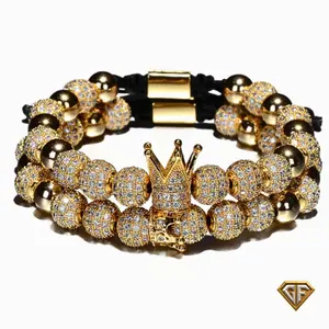 Gold Crown Bracelet Set | King and Queen Bracelets | Crown Bracelet Set | Adjustable Stainless Steel Bracelet | His and Hers Bracelet Set | Mens Christmas GIft