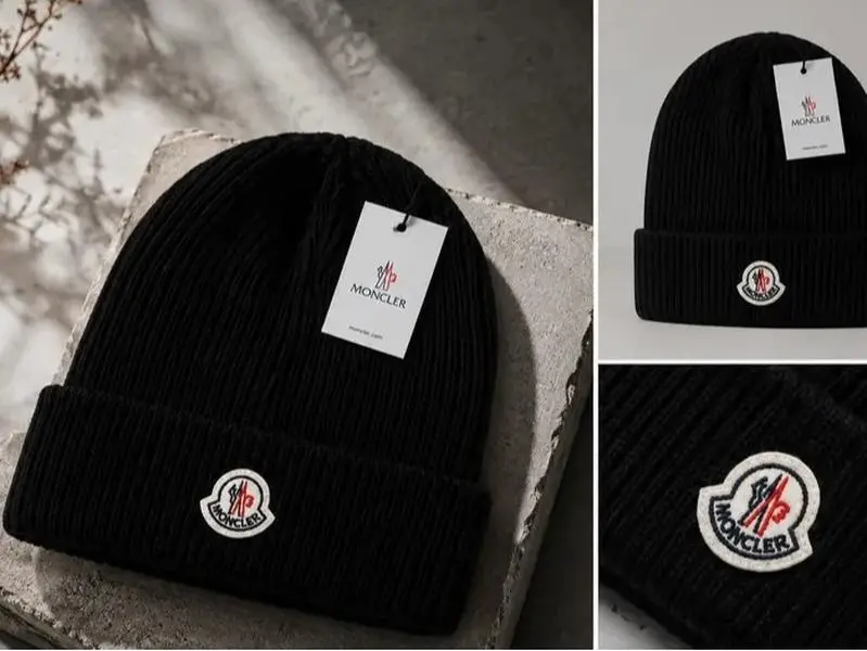 Moncler Wool Beanie Hat – Ribbed Knit Warm Winter Cap