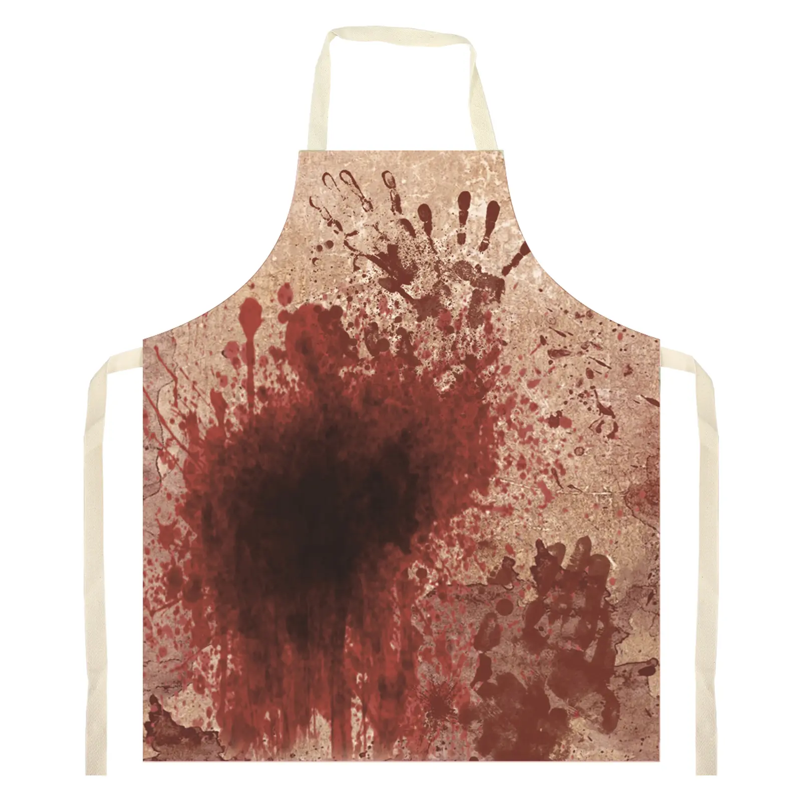 1pc Bloody Butcher Apron (Halloween Costume Prop) Featuring A Terrifying Skull And Bloody Handprints; Suitable For Adult Cosplay And Party Cooking.