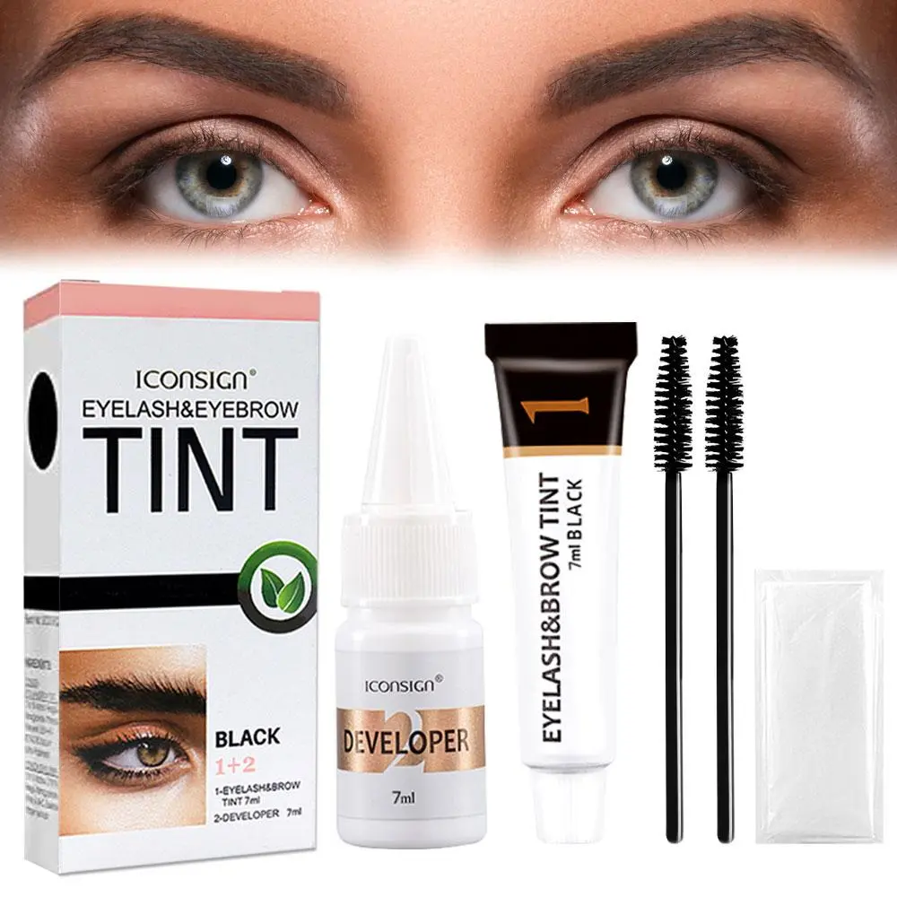 Eyelash & Eyebrow Dye Kit, 1 Box Long Lasting Waterproof Eyelash & Eyebrow Dye Kit, Professional Makeup Tools for Women, Cosmetic, Brow Tint Cream