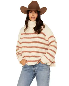 Sadie Women's And Sage Striped Turtleneck Sweater - Ae3442