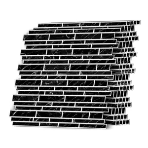 Brick Pattern Wall Sticker, 12pcs/set Self-adhesive Wall Tile Sticker, Wall Decal for Home Kitchen Living Room Bedroom Decor