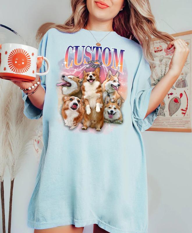 Retro Dog Shirt, Personalized Pet Tee, Custom Photo Vintage 90s Graphic, Bootleg Rap Dog Shirt, Custom Design Tshirt people t-shirt