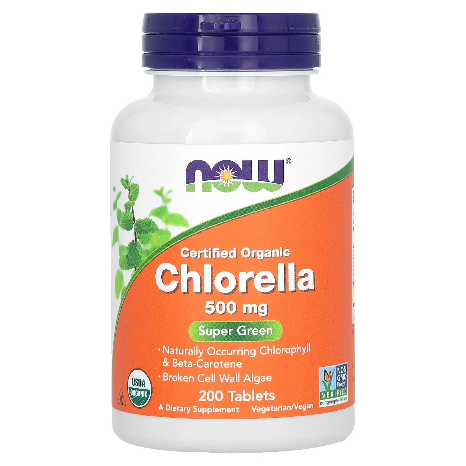 NOW Foods Certified Organic Chlorella, 500 mg, 200 Tablets