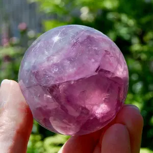 2.3in 327g Magenta Watermelon Fluorite Crystal Sphere