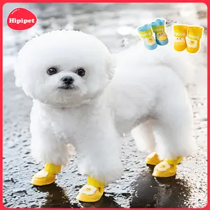 Hipipet Small Dog Rain Boots Waterproof Anti-Dirty Soft-Soled for Teddy & Bichon Frise Perfect for Rainy Walks Silicone + Velcro Fit