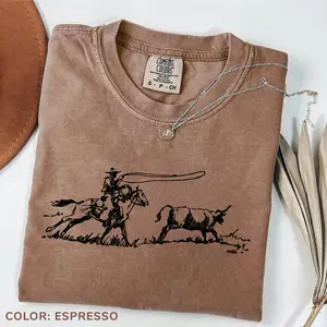 Comfort Colors Cowboy Roping Western T-Shirt Cowboy Roping American Western Graphic Tee Rodeo Gift Country Girl Gift