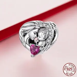 S925 Mother & Child Heart Bead Pink Mother's Day Bracelet Gift