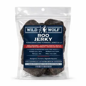 100% Natural Kangaroo & Turmeric Jerky (6oz.) Healthy Dog Chew Treat - Hypoallergenic - Ethically Sourced Human Grade Kangaroo - Meat Premium Quality - High Protein - Loaded With Nutrients
