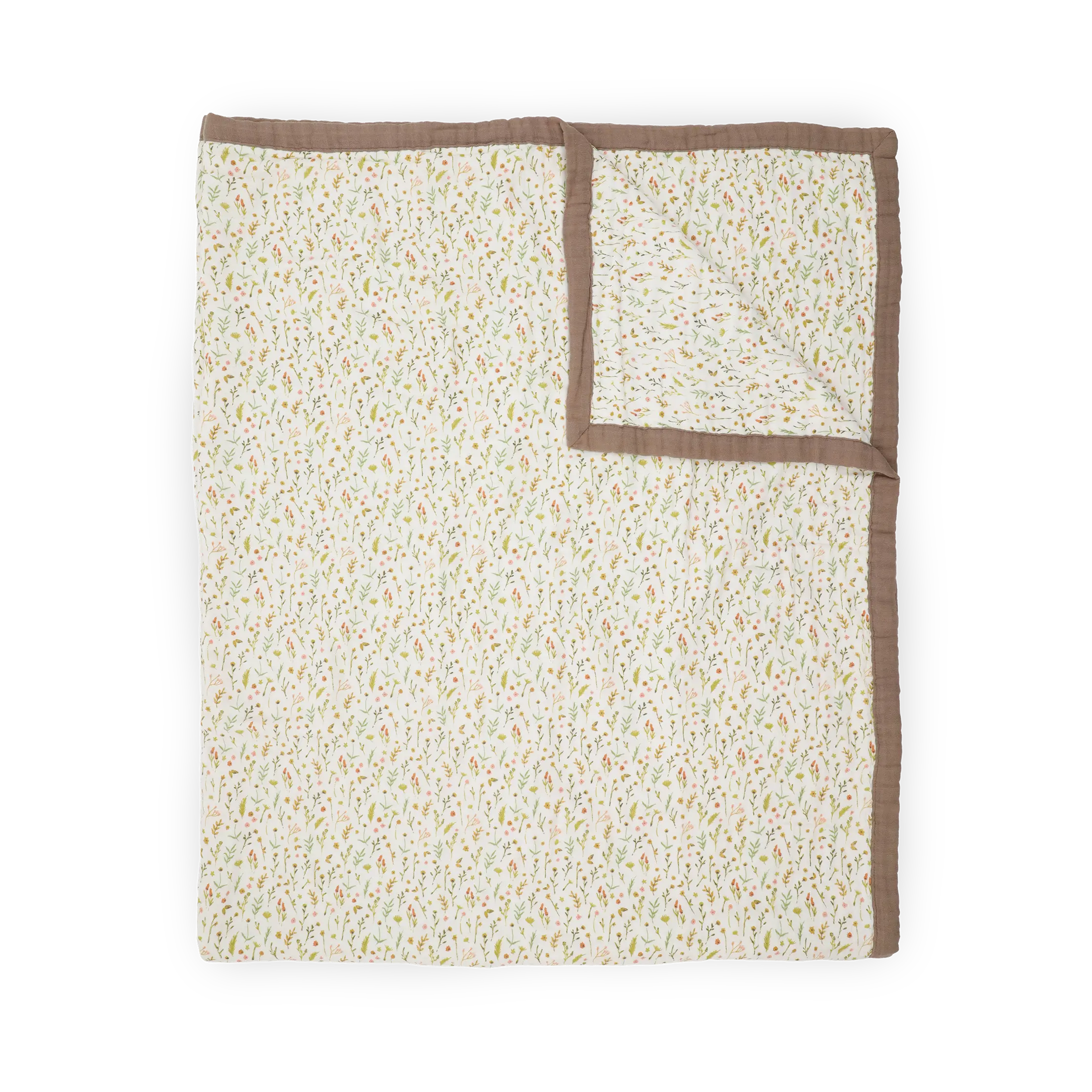 Organic Cotton Muslin Quilted Throw - Floral Field