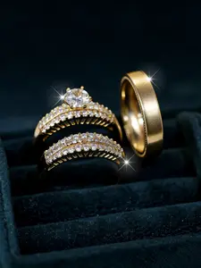 A Stunning 3-Ring Set Made of Dazzling Synthetic Cubic Zirconia, Perfect for Sophisticated Gatherings And Celebrations, Stackable Rings