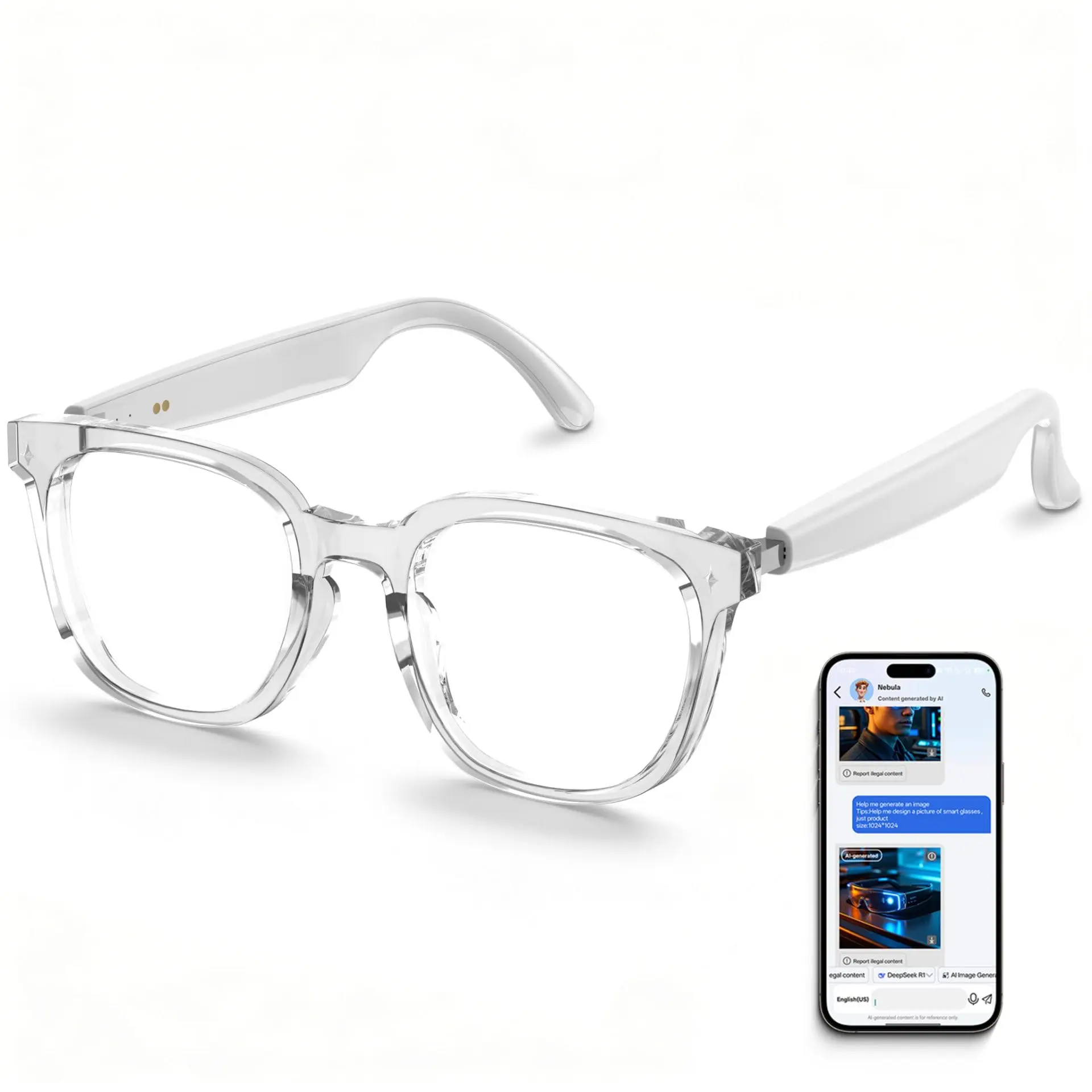 2026 AI Smart Glasses, Bluetooth Glasses for Men Women, Open-Ear Music & Calls, Touch Control, Voice Assistant, Real-Time Translation, 35g Lightweight for Business Meetings, Travel & Daily Use