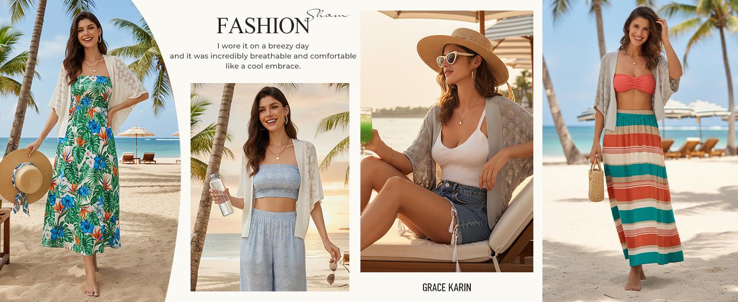 GRACE KARIN Women's 2026 Summer Cropped Batwing Sleeve Crochet Bolero Shrug, Lightweight Polyamide Casual Evening Beach Boho Cardigan - S, 2XL, Hollow, Imported