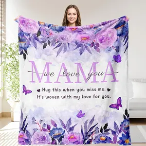 OHOIT Mom Blanket for Mothers Day Present, Birthday Gifts for Mom from Daughter Son, We Love You Blanket for Mother Mommy, Soft Flannel Mothers Day Throw for Bed Couch Sofa 60"x50"