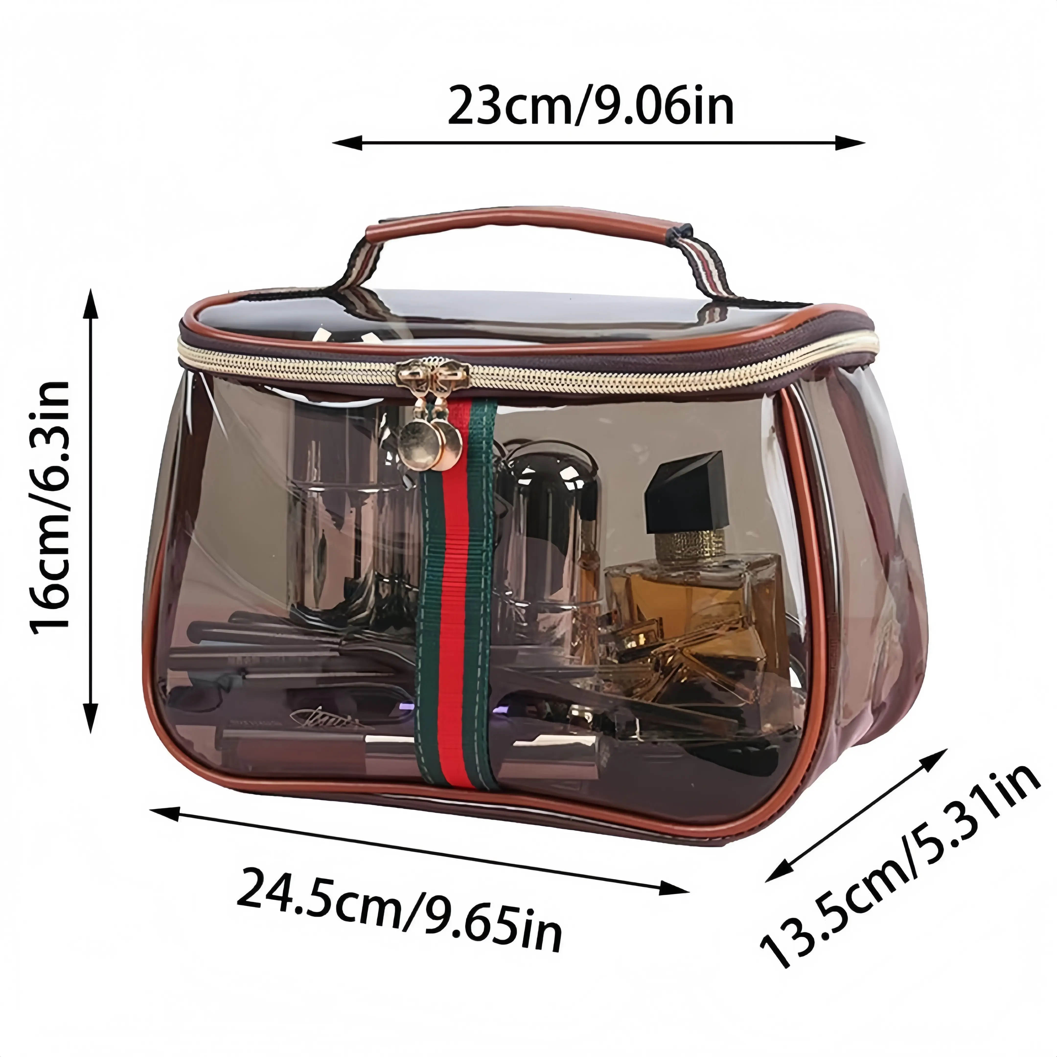 New Retro Vintage Vanity Bag, 1 Count Waterproof Transparent Travel Organizer, Cosmetic Storage Bag for Toiletries & Cosmetics