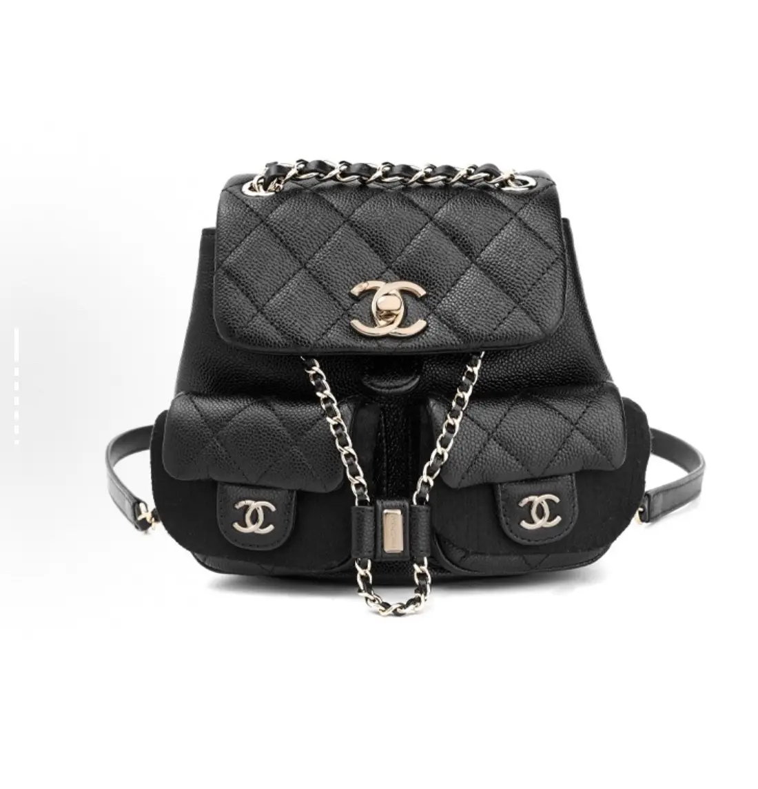 Pre-owned CHANEL Duma Frog Backpack, Black Caviar Leather with Gold Hardware, Chip Version, Bestseller 2601101