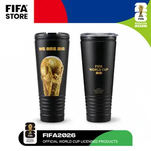 【FIFA WORLD CUP 2026 】officially licensed water bottle, featuring the World Cup trophy logo. 24-ounce capacity with a whistle, made of plastic and stainless steel. Extra large capacity, perfect for outdoor use and easy to carry.