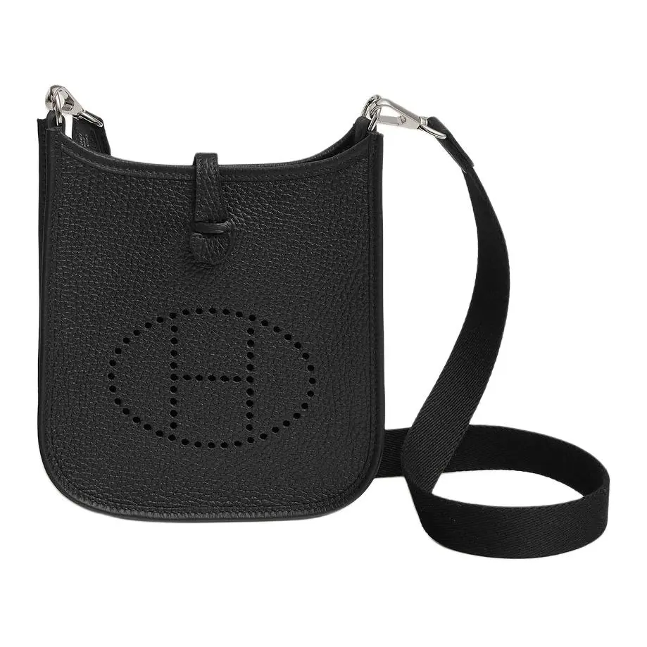 Women's Hermes Evelyne 16 Casual Crossbody Bag, Noir Black Taurillon Clemence Leather, High-Quality Luggage & Bags Accessory