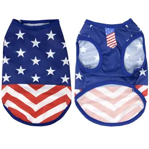 Summer Cool Dog Clothes Mesh Breathable Vest for Small Dogs Cats Independence Day Pet T-Shirt Two-Legged Clothing Teddy Costume Holapet
