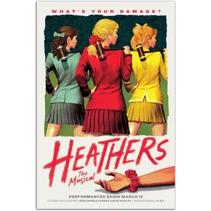 Heathers The Musical 90s 80s Retro Poster Wall Art Decoration Room Aesthetic Canvas Painting Bedroom Picture (16x24inch(40x60cm)) Unframe style Gifts Photo Colorful Ornaments Artistic Print