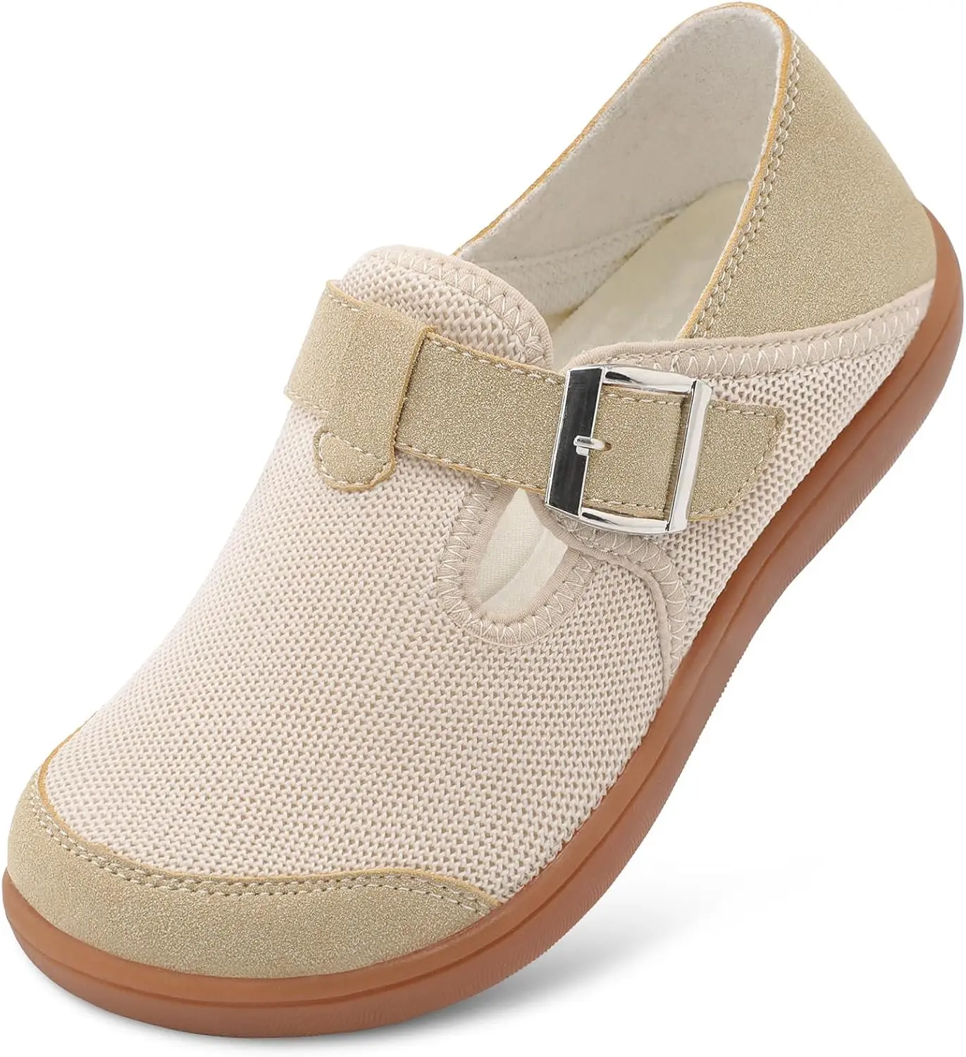 LEISFIT Women's Wide Toe Barefoot Clogs - 0 Drop Minimalist Slip-On Walking Shoes with Adjustable Strap