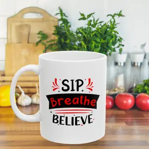 Sip. Breathe. Believe.  | 11oz Ceramic Mug for Daily Calm & Confidence – Mindfulness in a Mug