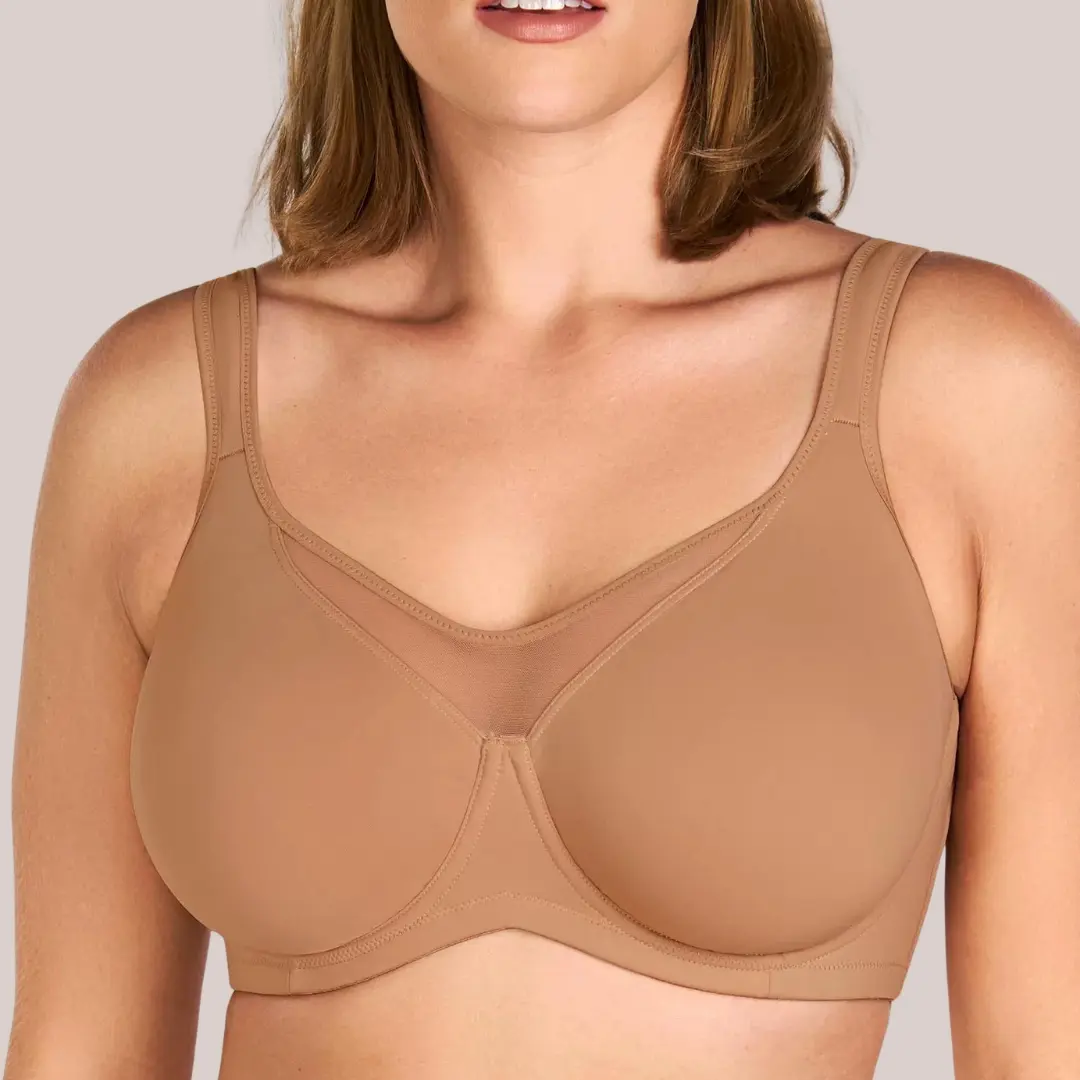 Minimizer Bra for Women Full Figure, Unlined Cupro Mesh Bra with Underwire, No Back Fat Seamless Everyday Bra plus size