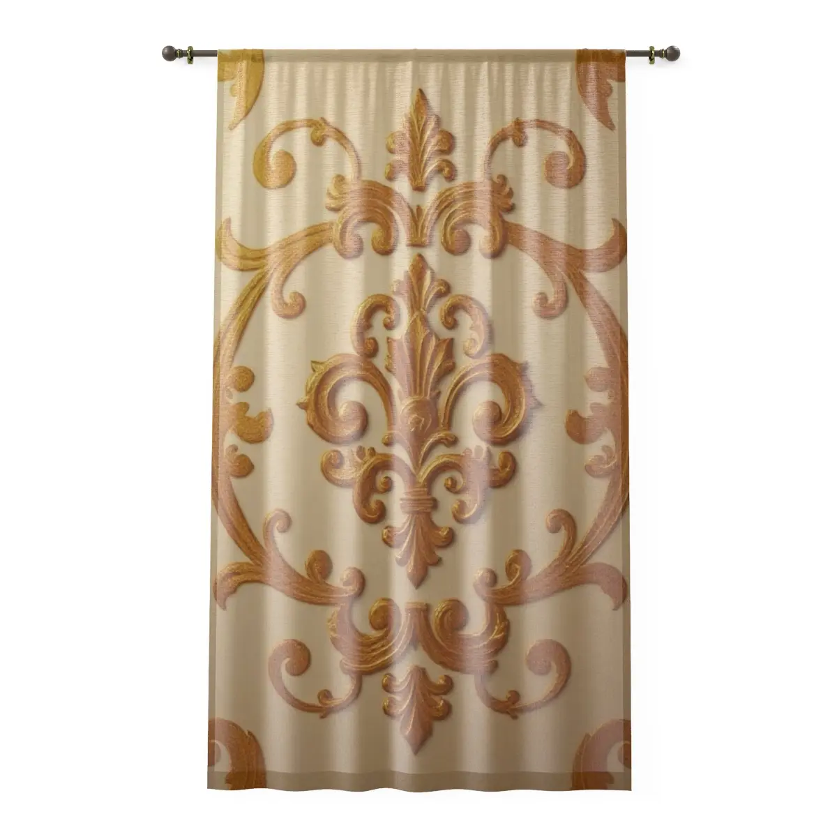 Gold Damask Window Curtain