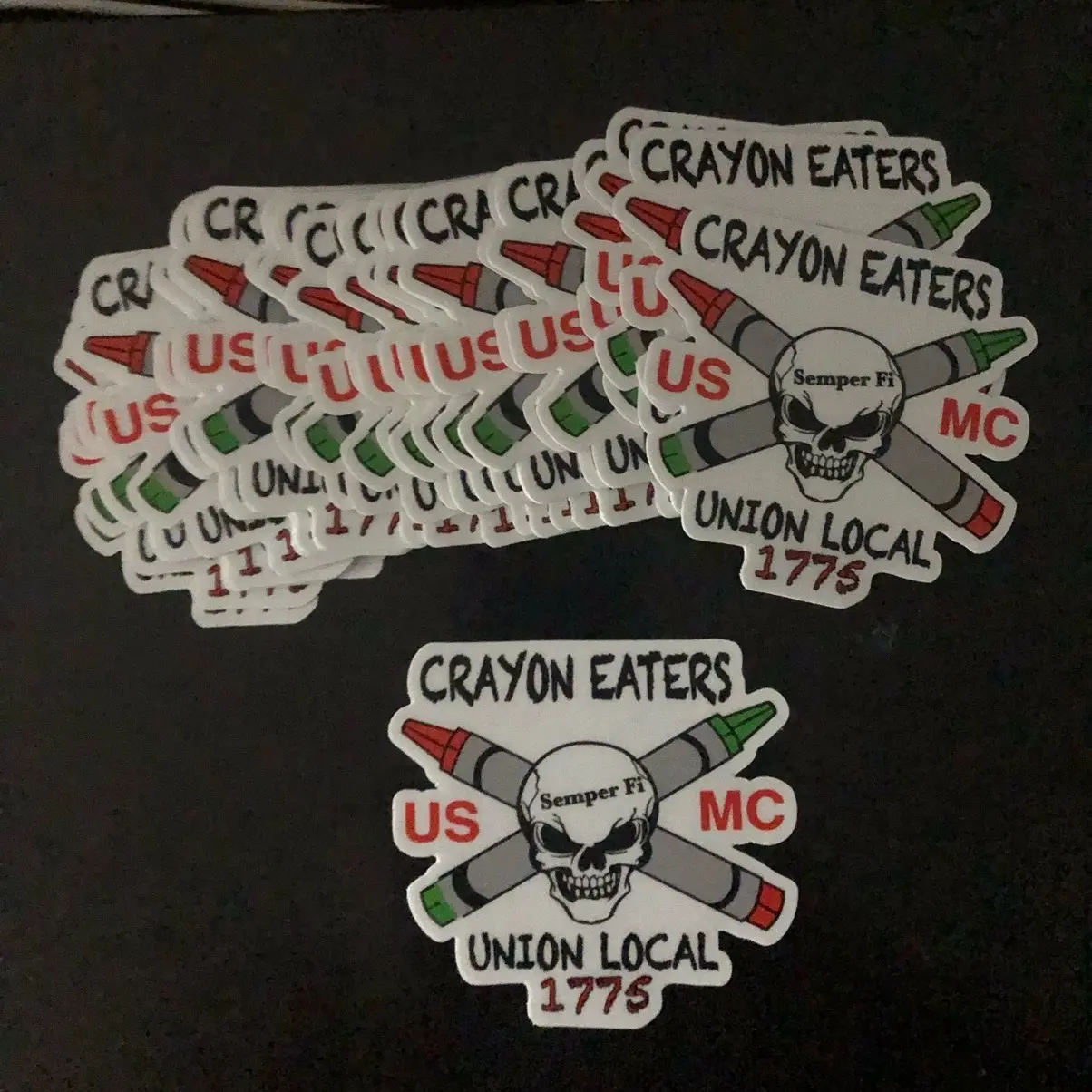 Stickers USMC crayon eaters (copyrights) car window