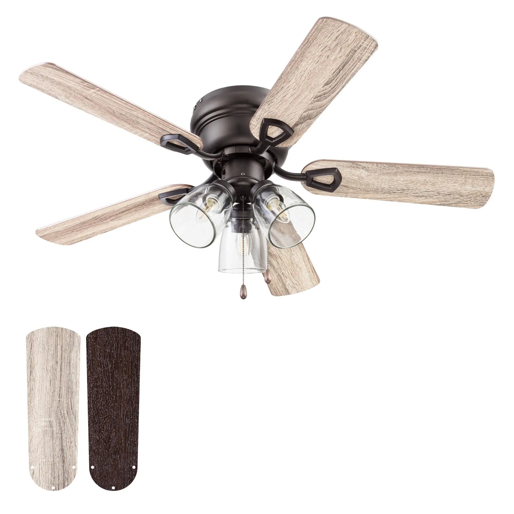 Portage Bay Renton Ceiling Fan with 5 Reversible Blades and Motor, 42", Bronze