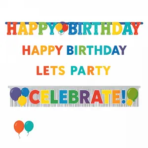 Colorful "Happy Birthday" Balloon Banner Set - 4 Pack