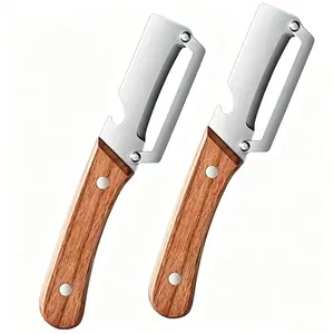 2026 New 2-in-1 Multifunctional Vegetable Peeler, Wooden Handle Stainless Steel Blade Kitchen Peeler with Bottle Opener, Portable Fruit Vegetable Peeler for Home Kitchen (2PCS)