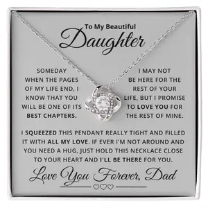To My Daughter Gift From Dad Love Knot Christmas Father Daughter Gift Girl Women Necklace To My Daughter Necklace Gift From Dad, Daughter Gift, Inspirational Strength Gift, Daughter Necklace, Love Knot, Father Daughter Necklace