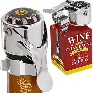 Champagne Stopper for Champagne & Wine – A Great Gift - Includes a Hanging Gift Box, Airtight & Stainless Steel, Preserves Taste & CO2, Pro Grade