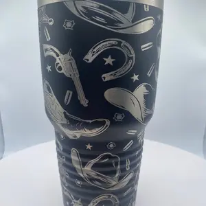 Western Themed 30 oz Laser Engraved Stainless Steel Polar Camel  Tumbler Double Wall Insulated Portable Water Bottle Drinkware 18/8 Guage 304 Food Grade