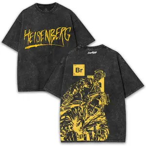 WalterWhite and Jesse BreakingBad Graphic Oversized Tee | Premium 260GSM Fabric, Washed Vintage, Front & Back Print" | "Double the Fun, Double the Style!"