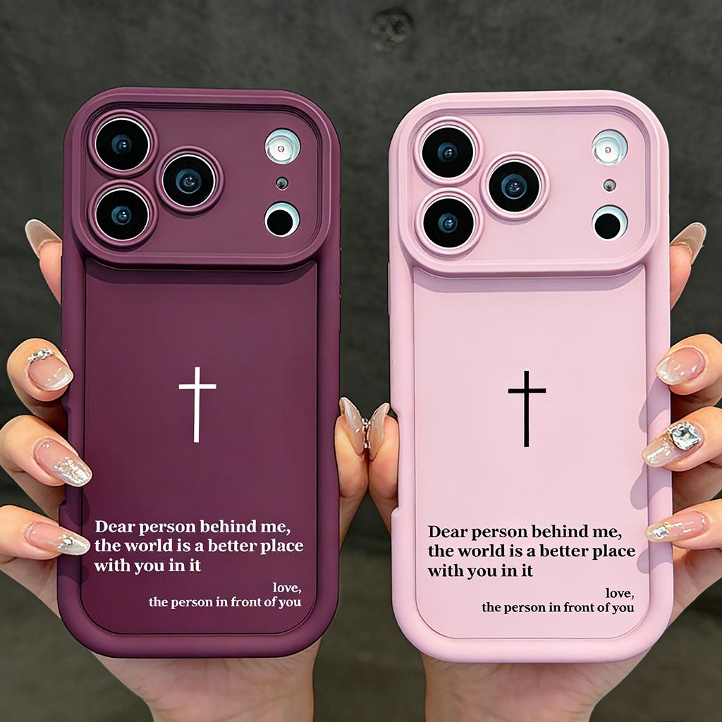 Dear Person Behind Me Christian Cross Phone Case for iPhone 11/12/13/14/15/16/17 Pro Max Plus & 17 Air, Inspirational Religious Shockproof Case TYJT260409023