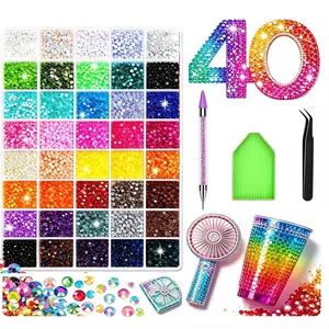 40000Pcs Jelly Resin Rhinestones Bedazzling Kit, 3mm Multicolor Flatback Gems for Diamond Art, DIY Crafts, Book Decor, Shoes Embellishment & Nail Art