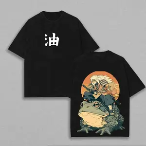 Jiraiya Toad Sage Legendary Sannin frog naruto shippuden Anime Manga Game 2 Sided Washed Tshirt Unisex Graphic Tees Cotton T-Shirt Streetwear men Menswear Top Classic Prints Seamless Smooth Crewneck Shortsleeve